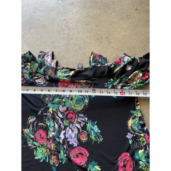 Clara Sun Woo Woman’s Large Flower Rose Print Tunic Top 3/4 Sleeve Sz M USA Made - Picture 6 of 13